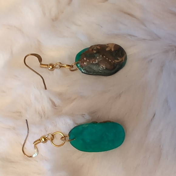 Green Hand Crafted and Painted Polymer Necklace With Matching Hook Earrings - Picture 9 of 13